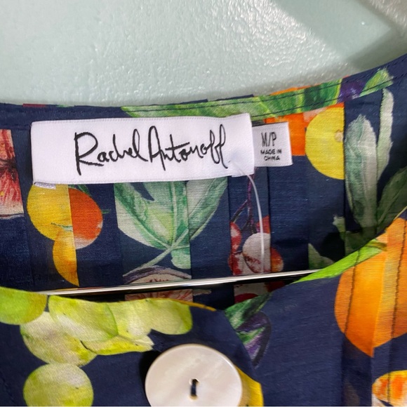 Rachel Antonoff‎ Howard Cotton Silk Mini Dress Fruit Vegetable Medium Petite - Picture 3 of 6